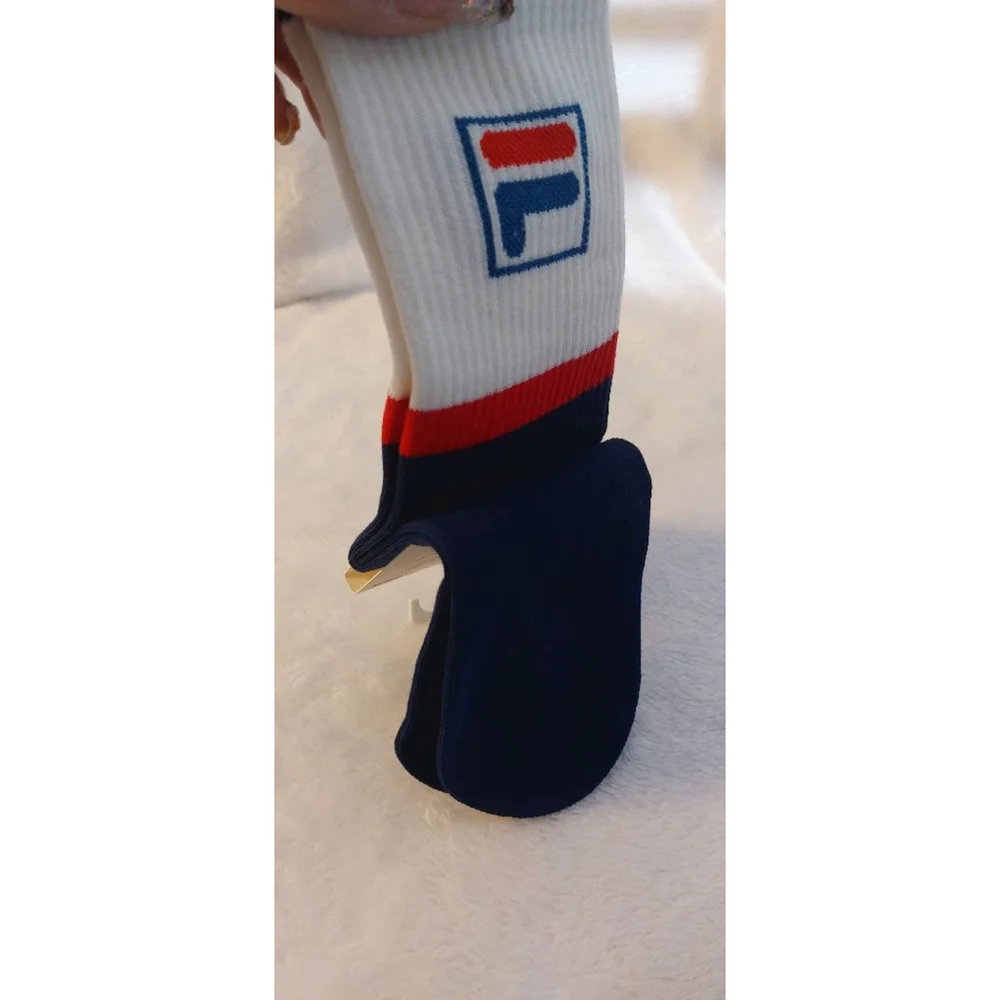 FILA Casual Socks Women Size 7-9 Black Red